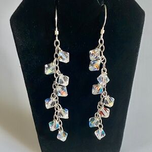 HANDMADE CRYSTAL WIRE DROP EARRINGS NWOT